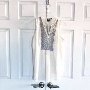 One September Anthropologie Pasto Ivory Swiss Dot Embroidered Sleeveless Blouse